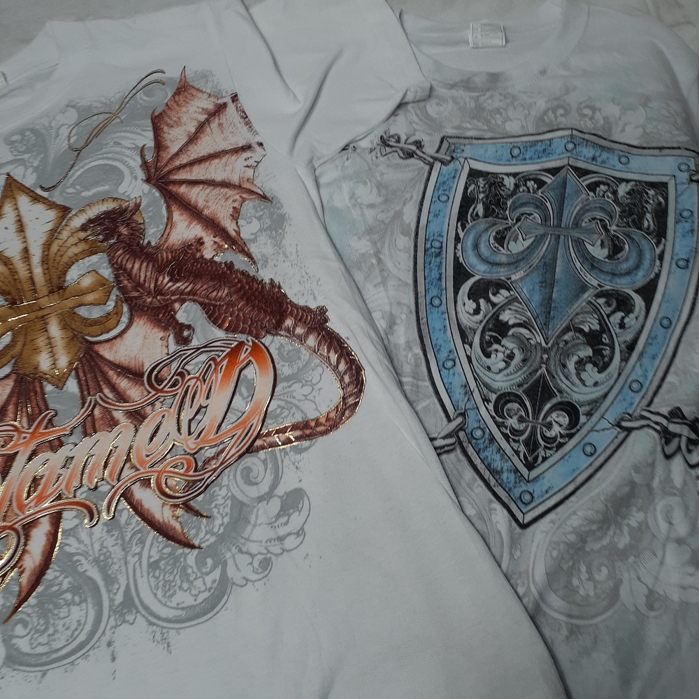 Two Mens M Designed Shirts